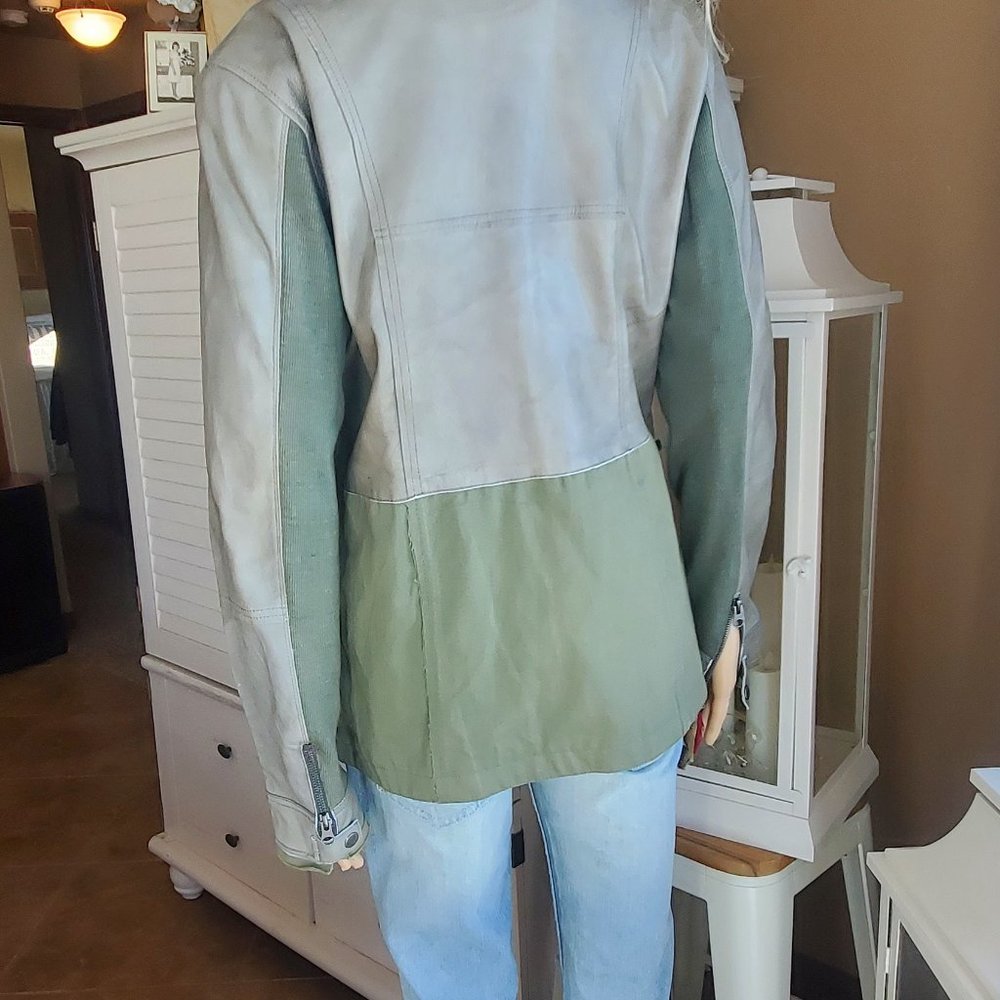 Lindsay Patina Leather Jacket Army Green Size Small New without Tags - Picture 8 of 12